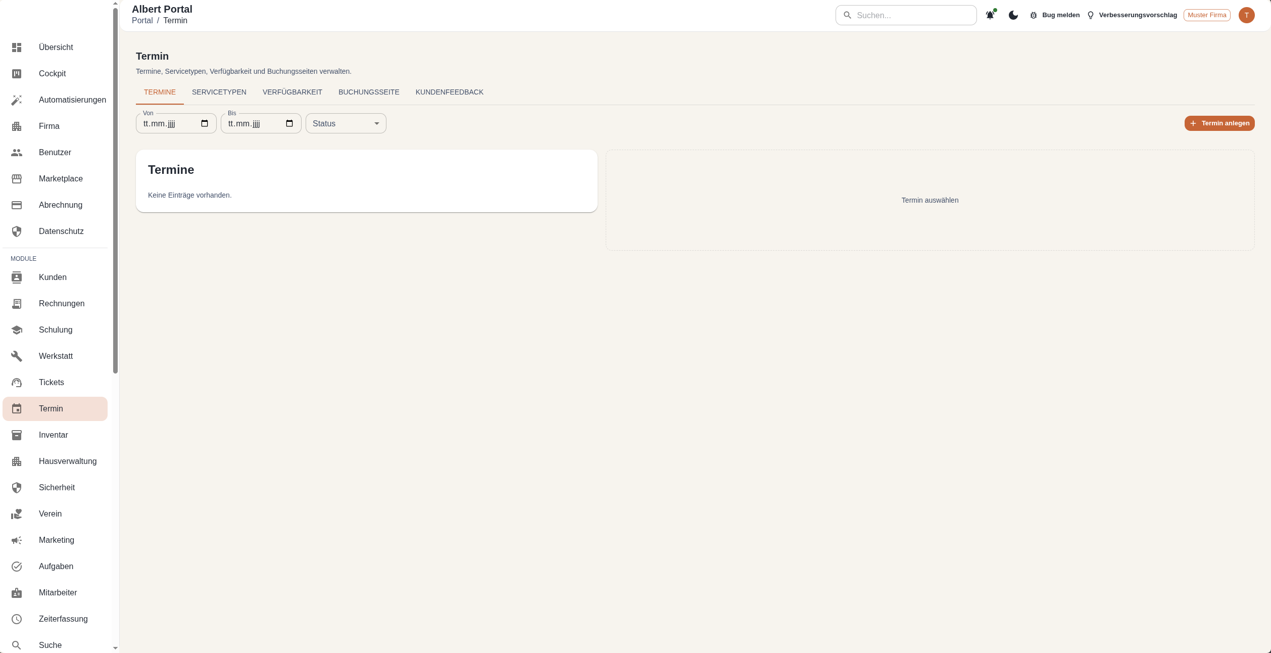 Screenshot AlbertTermin
